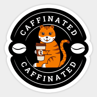 Funny Tiger Drinking Coffee Sticker